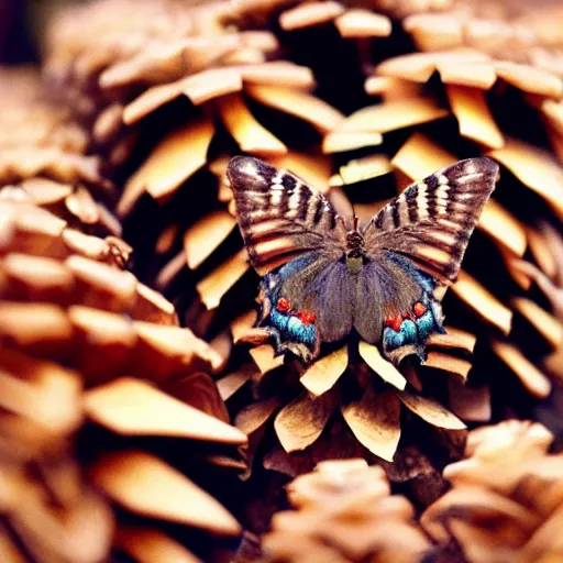 Prompt: pinecones : : butterflies : : sharp focus, crisp, megascans : :