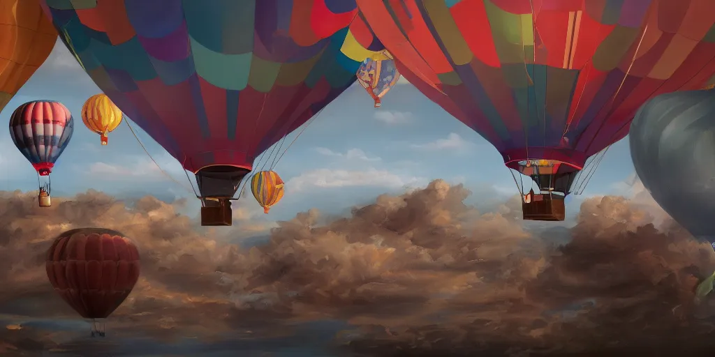 Prompt: a jacuzzi in a hot air balloon, cinematic lighting, detailed oil painting, hyperrealistic, 8k