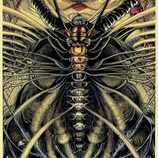 Prompt: portrait of crazy insects as vampire, symmetrical, by yoichi hatakenaka, masamune shirow, josan gonzales and dan mumford, ayami kojima, takato yamamoto, barclay shaw, karol bak, yukito kishiro