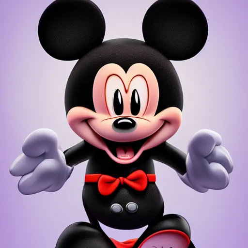 Prompt: evil sharp toothed Mickey by Disney, rat character evil, sharp ears, sharp features, evil grin, behance, HD render, unity, cinematic Trending on artstation.
