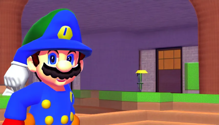 Image similar to Michael Jackson in Super Mario 64 for the Nintendo 64, Hd, upscaled, 8k, 90s aesthetic