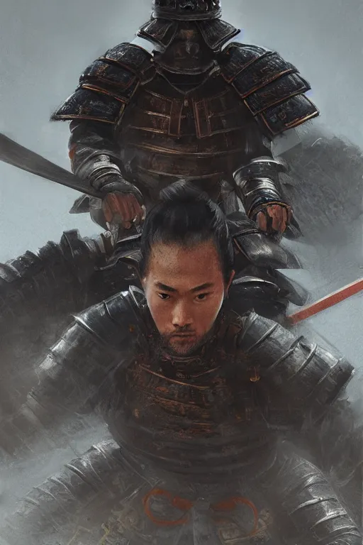 Image similar to portrait, portrait of a legendary Samurai in full armor, dramatic lighting, cinematic, establishing shot, extremly high detail, photo realistic, cinematic lighting, post processed, concept art, artstation, matte painting, style by eddie mendoza, raphael lacoste, alex ross