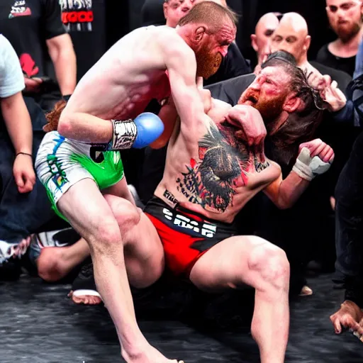 Image similar to gollum wrestling with conor mcgregor