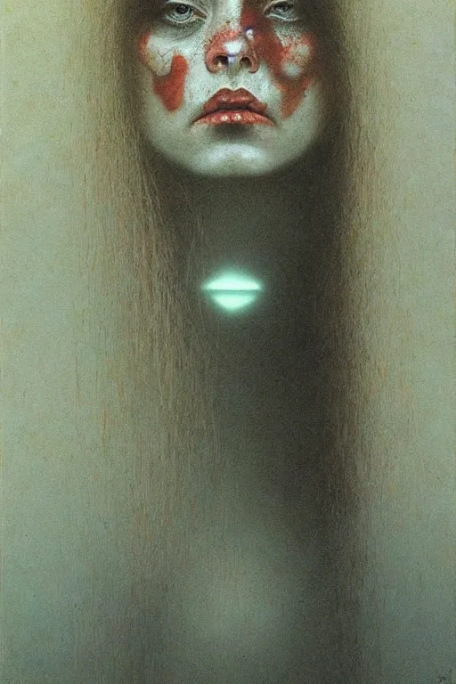 Image similar to female who looks like alyson hannigan by beksinski