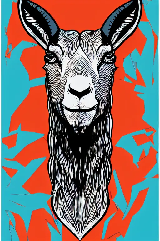 Image similar to Portrait of a savage goat, anime, sticker, colorful, illustration, highly detailed, simple, smooth and clean vector curves, no jagged lines, vector art, smooth