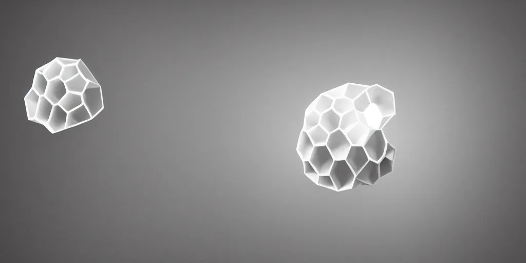 Image similar to organic shaped honeycomb asymmetric capsule levitating in the air no - gravity, maximum natural texture, white warm illumination, in low fog, 8 k resolution, best color graded, vray beautiful, subsurface scatter, hyper - realistic render