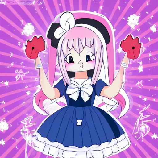 Image similar to usagi chan in a kawaii dress magical girl with star poster background