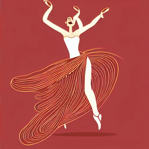 Image similar to a highly detailed vector illustration of a beautiful woman dancing