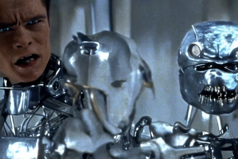 Image similar to Terminator Pikachu scene where his endoskeleton gets exposed still from the film