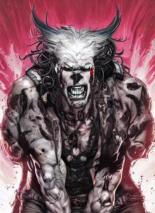 Image similar to first issue of lobo comic book cover art by ariel olivetti, au naturel, hyper detailed, digital art, trending in artstation, cinematic lighting, studio quality, smooth render, unreal engine 5 rendered, octane rendered, art style by klimt and nixeu and ian sprigger and wlop and krenz cushart