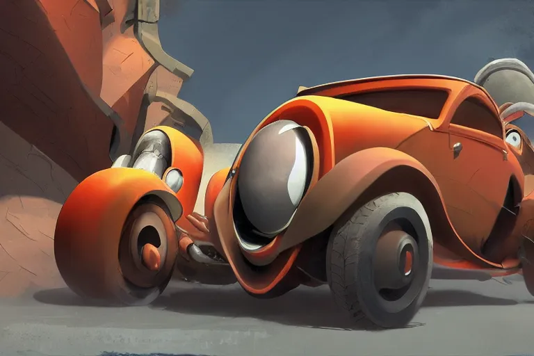Image similar to a cartoony 1930 car, in the style of Rayman origins, michael ancel, Ruan Jia and Mandy Jurgens and Greg Rutkowski, trending on Artstation, award winning, unreal engine, octane render H 1024