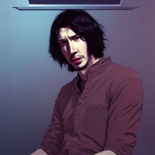 Image similar to adam driver portrait as a manga character, realistic shaded perfect face, fine details. anime. realistic shaded lighting poster by ilya kuvshinov katsuhiro otomo ghost - in - the - shell, magali villeneuve, artgerm, jeremy lipkin and michael garmash and rob rey