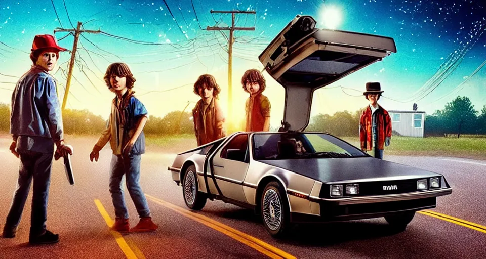 Image similar to the delorean in stranger things