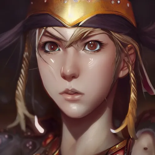 Image similar to a female warrior, character art portrait, anime key visual, official media, illustrated by wlop, extremely detailed, 8 k, trending on artstation, cinematic lighting, beautiful