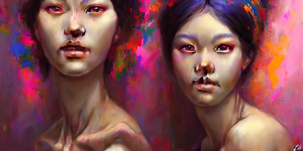 Image similar to Psychedelic portrait of a smiling Goddess by Stanley Artgerm Lau, Ruan Jia and Fenghua Zhong