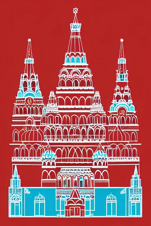 Image similar to minimalist boho style art of colorful moscow red square, illustration, vector art