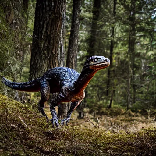 Image similar to velociraptor in forest, national geographic, XF IQ4, f/1.4, ISO 200, 1/160s, 8K, RAW, unedited, symmetrical balance, in-frame