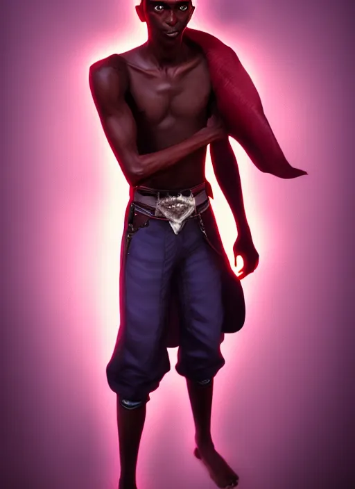 Prompt: An epic fantasy comic book style portrait painting of a skinny dark skinned thief who's good at martial arts, unreal 5, DAZ, hyperrealistic, octane render, cosplay, RPG portrait, dynamic lighting