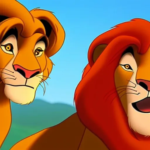 Prompt: close up of the lion king, cinematographic shot, cartoon