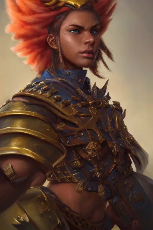 Image similar to legendary leonin fighter portrait, highly detailed, d & d, fantasy, highly detailed, digital painting, trending on artstation, concept art, sharp focus, illustration, global illumination, ray tracing, realistic shaded, art by artgerm and greg rutkowski and fuji choko and viktoria gavrilenko and hoang lap