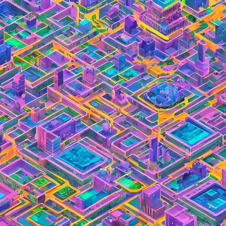 Image similar to Isometric digital DMT City by Jonathan Zawada, beeple and jeremiah ketner, digital art