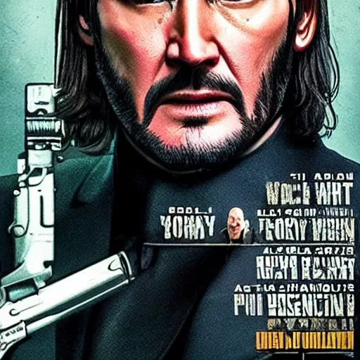 Image similar to john wick with woody harrelson ’ s face