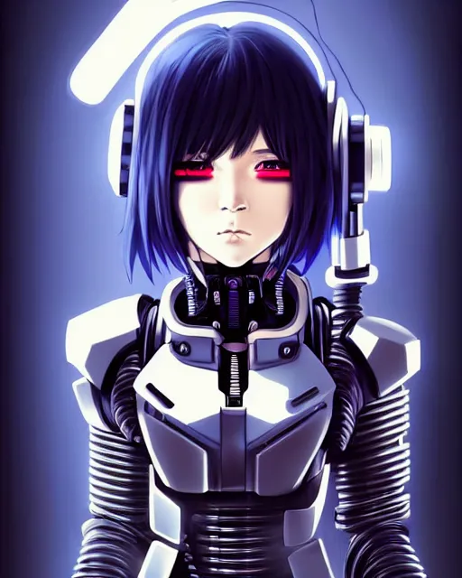 portrait Anime cyberpunk cyborg girl in mechanical