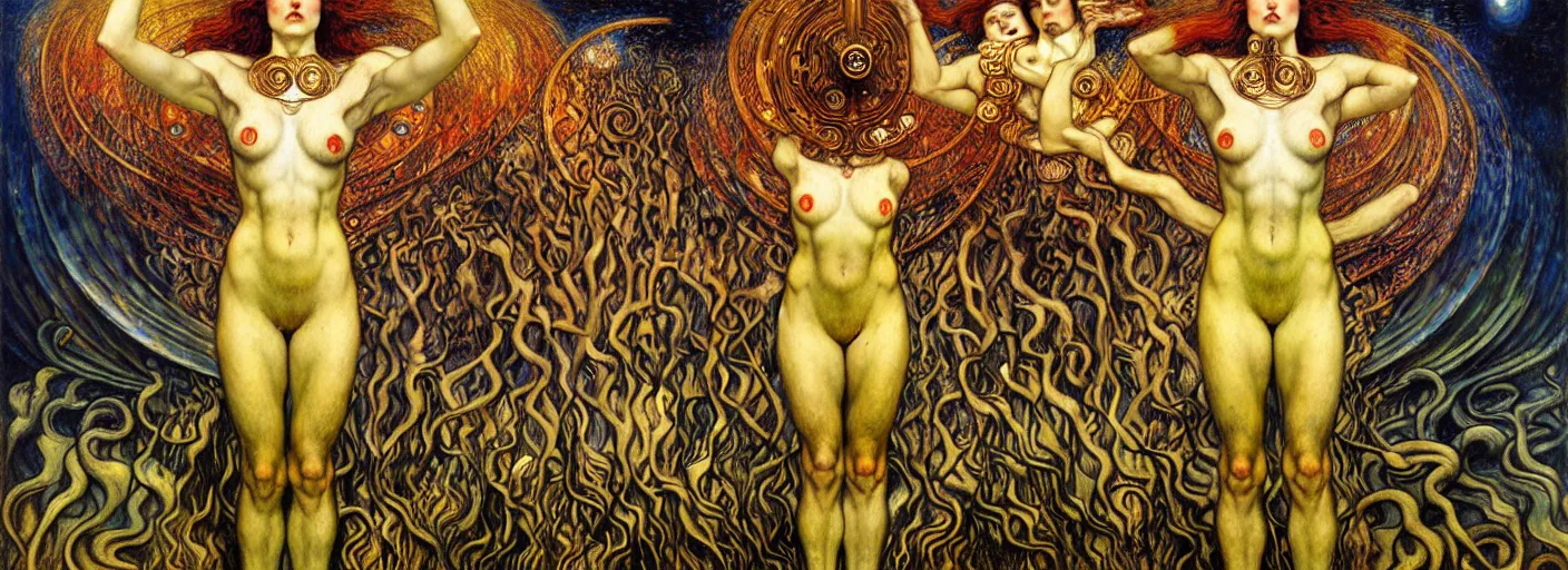 Image similar to Divine Chaos Engine by Karol Bak, Jean Delville, William Blake, Gustav Klimt, and Vincent Van Gogh, symbolist, visionary