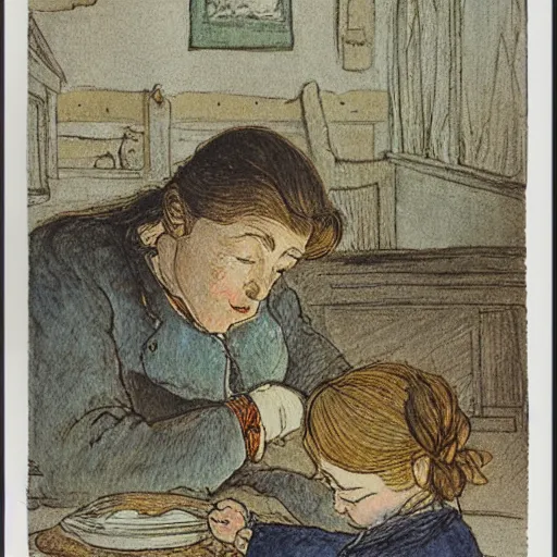 Image similar to portrait of xalvin and homes, detailed, by beatrix potter