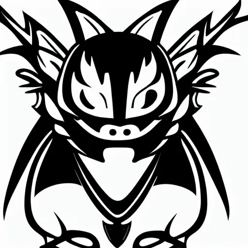 Image similar to a black logo on a white background of a very cute small dragon with well-designed head and gear wheel, vector graphics