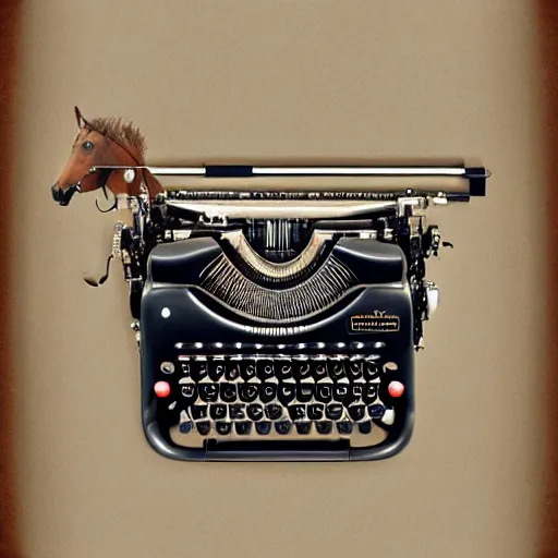 Image similar to a horse that's also a typewriter