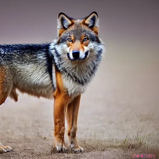 Prompt: professional photograph of a tibetan wolf, high quality, hd, 8 k, 4 k, magnificent, award - winning, nature, nature photography, awe - inspiring, highly detailed, amazing