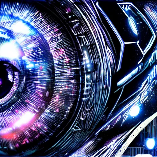 Image similar to cybernetic eye of tiger, digital illustration, photo - realistic, macro, extreme details, vivid, neon, dramatic lighting, futuristic, cyberpunk, intricate details