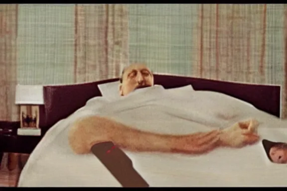 Image similar to hitler in bed playing the wii