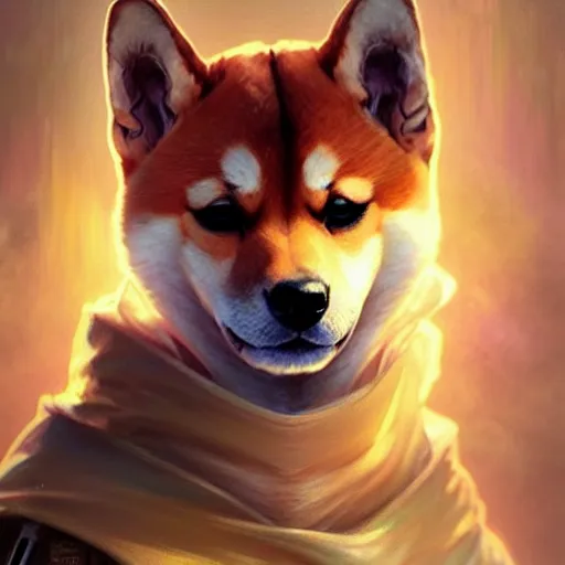 Prompt: portrait painting of a cute shiba inu bard with cape, ultra realistic, concept art, intricate details, eerie, highly detailed, photorealistic, octane render, 8 k, unreal engine. art by artgerm and greg rutkowski and charlie bowater and magali villeneuve and alphonse mucha