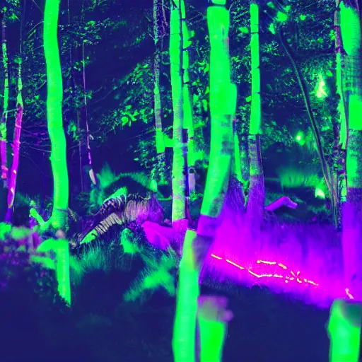 Image similar to joseph quinn neon lights looks so cool in the night forest handsome, photojournalism