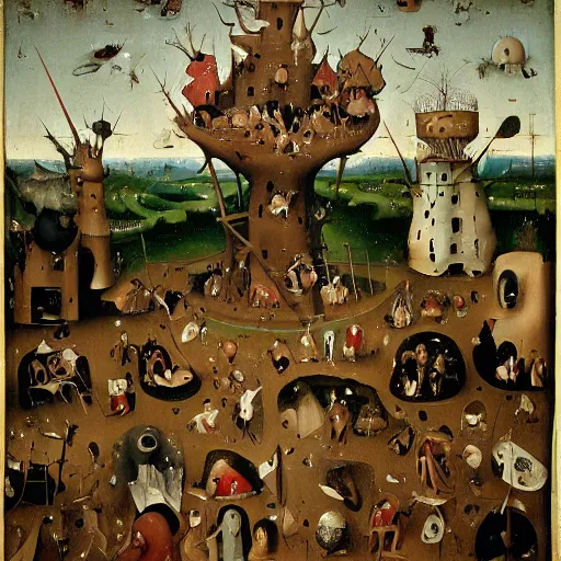 Prompt: wheres waldo by Hieronymus Bosch