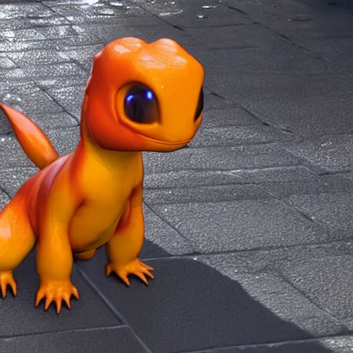 Image similar to charmander made of ice, concept art, octane render, unreal engine 5, highly detailed, high quality, 8 k, soft lighting, realistic face, path traced