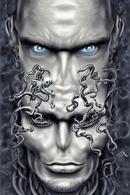 Prompt: man with seven eyes digital painting highly detailed