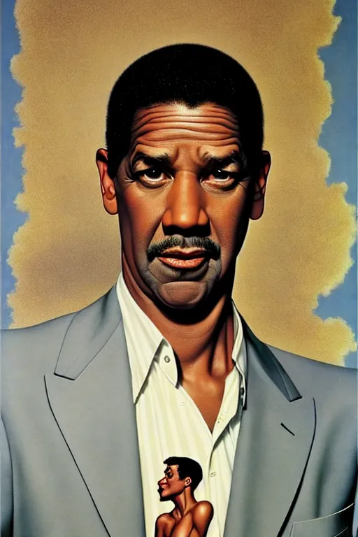 Prompt: skinny denzel washington by gil elvgren and norman rockwell and rob gonsalves and hajime sorayama, hyperrealistic, high detail, ultra detailed, highly detailed face, ruffled fabric