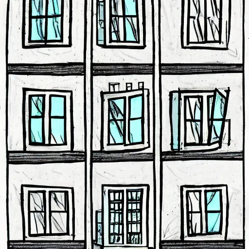 Prompt: a drawing of a house with a lot of windows, illustration by dr seuss, behance contest winner, whimsical