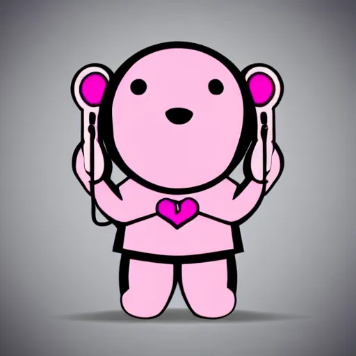 Image similar to a cute pink cuddly bear wearing headphones vector logo