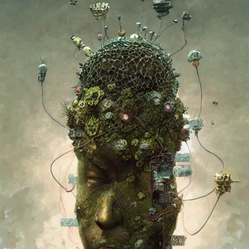 Image similar to Ivy Puppet Biopunk paraselene hivemind depths corner labyrinth lord disguised as a hexagon ismail inceoglu zdizlaw beksinski bastien deharme jacek yerka mc escher winslow homer craig j. spearing thomas eakins pablo carpio graffiti spraypaint unreal engine render artstation 4k