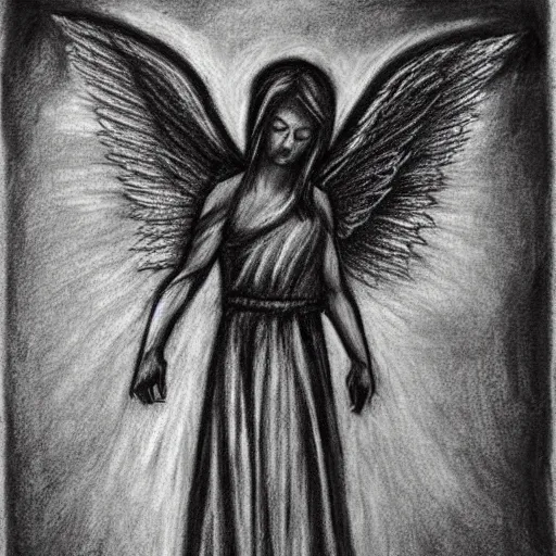 Image similar to gothic angel charcoal sketch by master artist