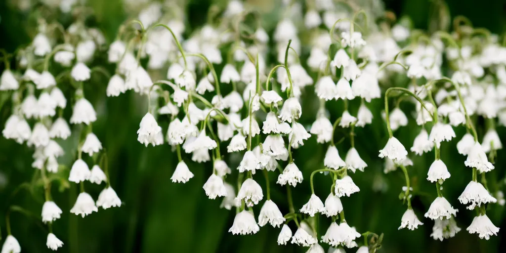 Image similar to photography of muguet in the morning sun, with bokeh