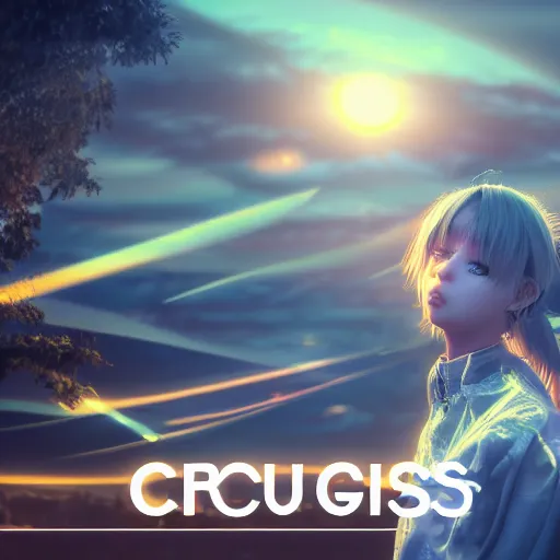 Image similar to nightcore music youtube thumbnail, soft lighting, crepuscular rays, realistic octane render, 8k, ultra detailed, concept art, hyperdetailed, artstation, cgsociety