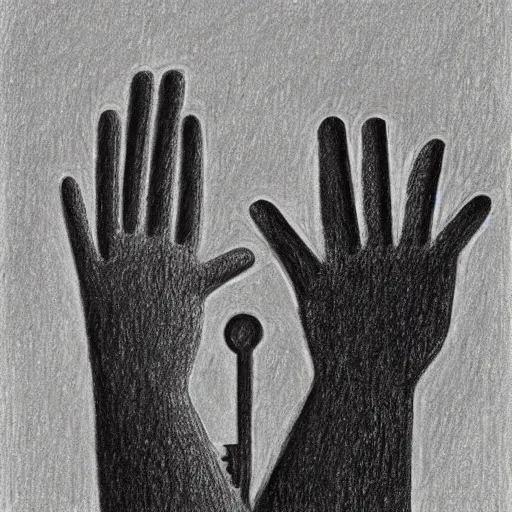 Image similar to left hand holding a key, drawing by Henry Moore