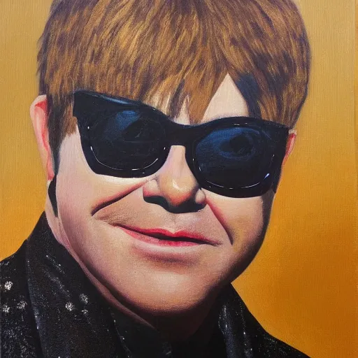 Prompt: Elton John in 1975, oil Painting