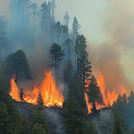 Image similar to a beautiful photo of a small hotel engulfed in a forest fire