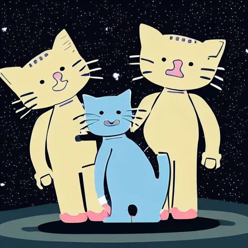 Prompt: a robot cuddling kittens, cartoon